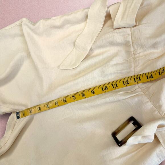 WISH Frida Sleeveless Crossover V Neck Belted Wide Leg Jumpsuit Size S Beige - Picture 13 of 16